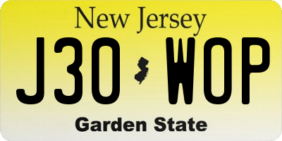 NJ license plate J30WOP