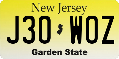 NJ license plate J30WOZ