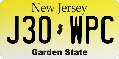 NJ license plate J30WPC