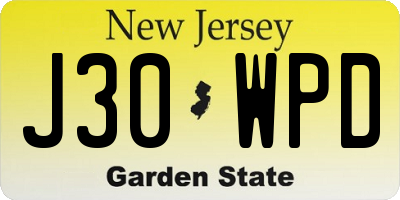 NJ license plate J30WPD