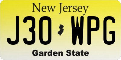 NJ license plate J30WPG