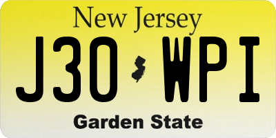 NJ license plate J30WPI