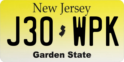 NJ license plate J30WPK