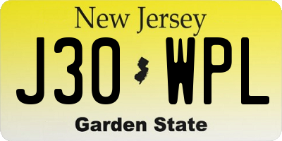 NJ license plate J30WPL