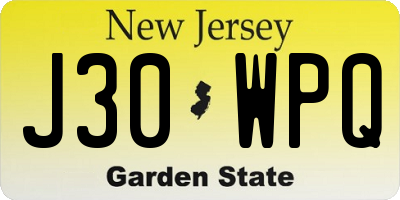 NJ license plate J30WPQ
