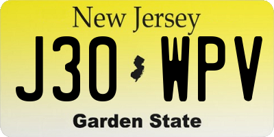 NJ license plate J30WPV