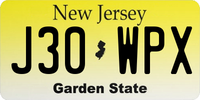 NJ license plate J30WPX
