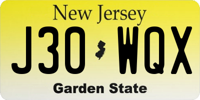 NJ license plate J30WQX
