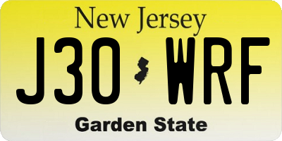 NJ license plate J30WRF