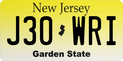 NJ license plate J30WRI