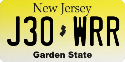 NJ license plate J30WRR