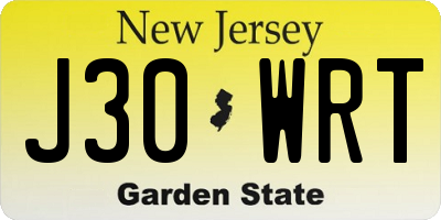 NJ license plate J30WRT