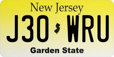 NJ license plate J30WRU