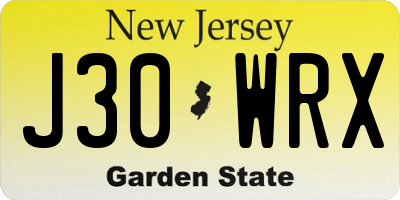 NJ license plate J30WRX
