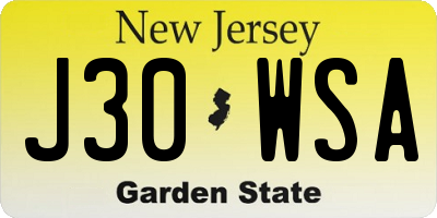 NJ license plate J30WSA