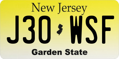 NJ license plate J30WSF