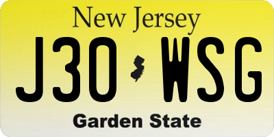 NJ license plate J30WSG