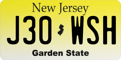 NJ license plate J30WSH