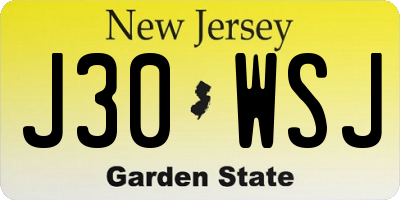 NJ license plate J30WSJ