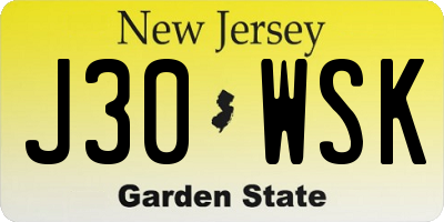 NJ license plate J30WSK