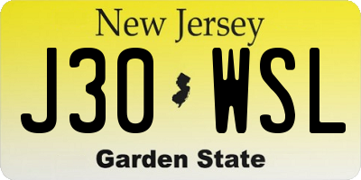 NJ license plate J30WSL