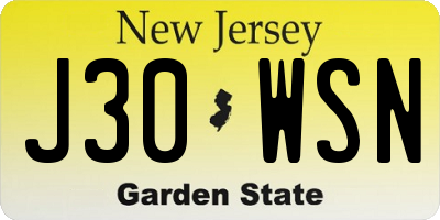 NJ license plate J30WSN