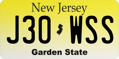 NJ license plate J30WSS