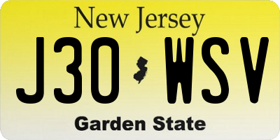 NJ license plate J30WSV
