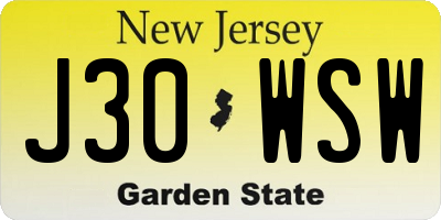 NJ license plate J30WSW