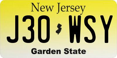 NJ license plate J30WSY