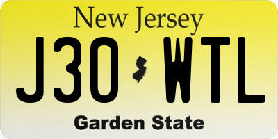NJ license plate J30WTL