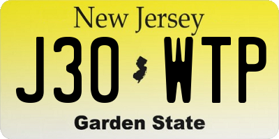 NJ license plate J30WTP