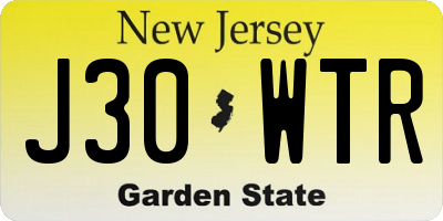 NJ license plate J30WTR