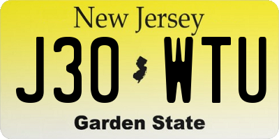 NJ license plate J30WTU
