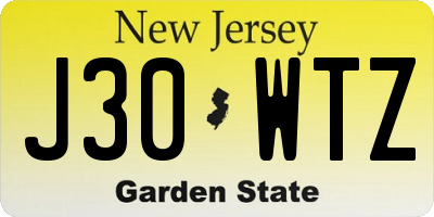NJ license plate J30WTZ