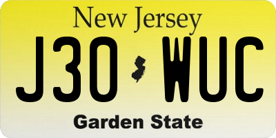 NJ license plate J30WUC