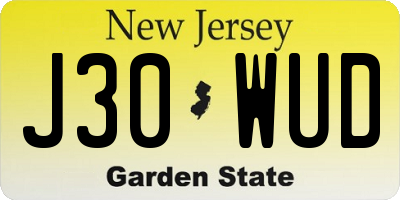 NJ license plate J30WUD