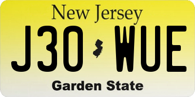 NJ license plate J30WUE