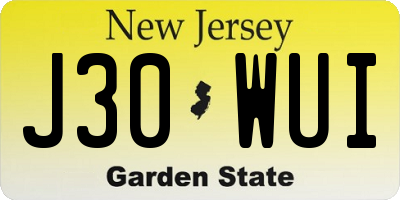 NJ license plate J30WUI