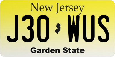 NJ license plate J30WUS