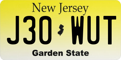 NJ license plate J30WUT