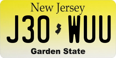 NJ license plate J30WUU