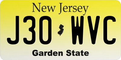 NJ license plate J30WVC