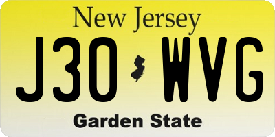 NJ license plate J30WVG