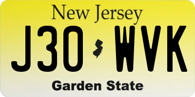 NJ license plate J30WVK