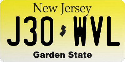 NJ license plate J30WVL