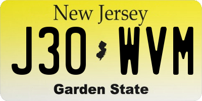 NJ license plate J30WVM
