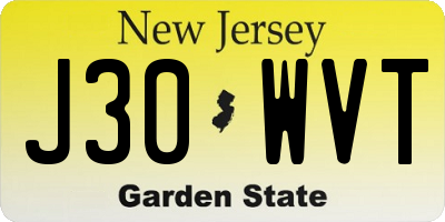 NJ license plate J30WVT