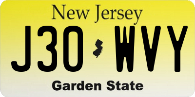NJ license plate J30WVY