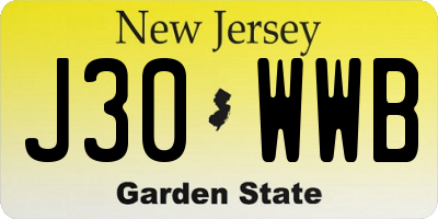 NJ license plate J30WWB